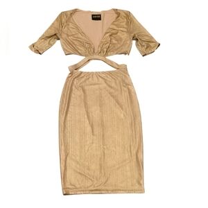 Abyss By Abby gold metallic cut-out mini dress